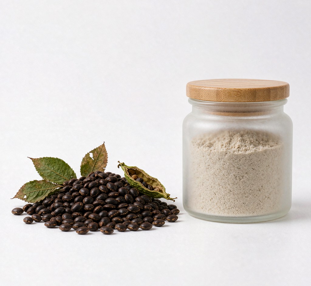 Babchi seeds (Psoralea corylifolia) with bakuchiol powder jar - VeraVitabio